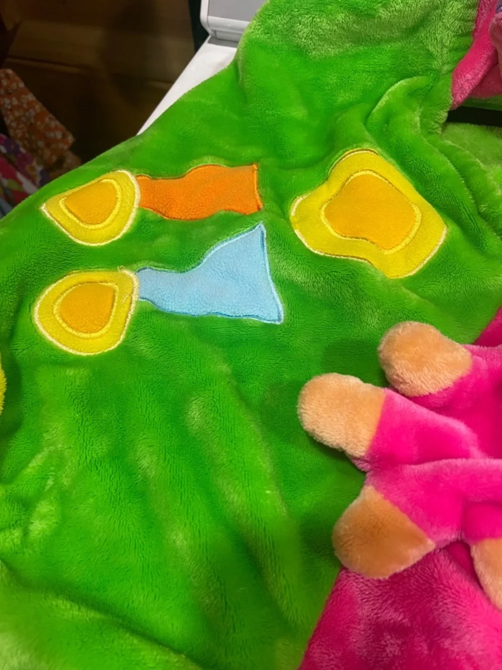 Berkshire Kids Plush Hooded Bath Wrap in Bright Pink, Green & Orange